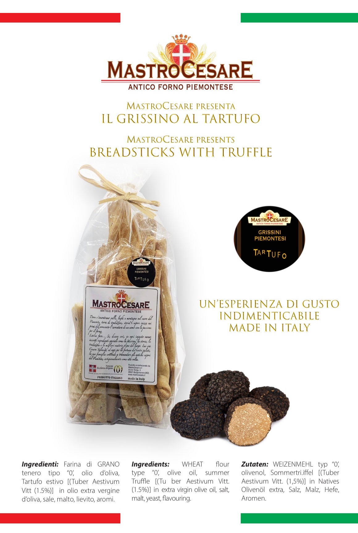 Grissini al Tartufo artigianali MastroCesare 200 g